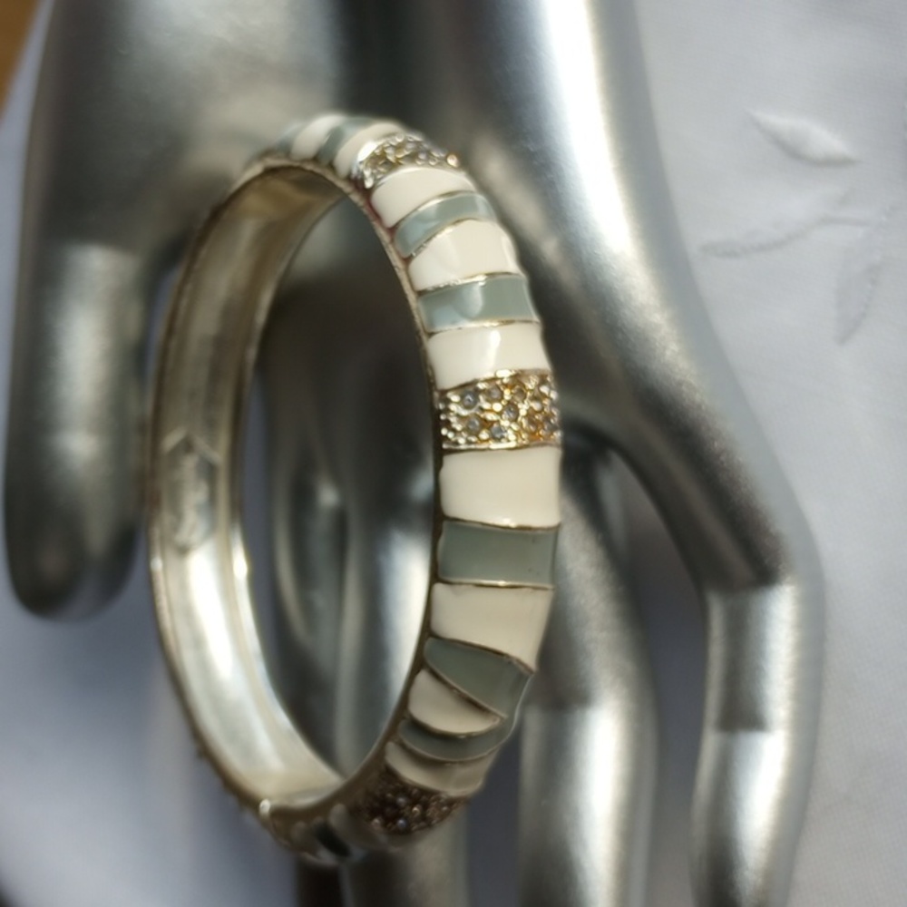 Sequin by Nordstrom Enamel Bangle Bracelet animal print gray cream